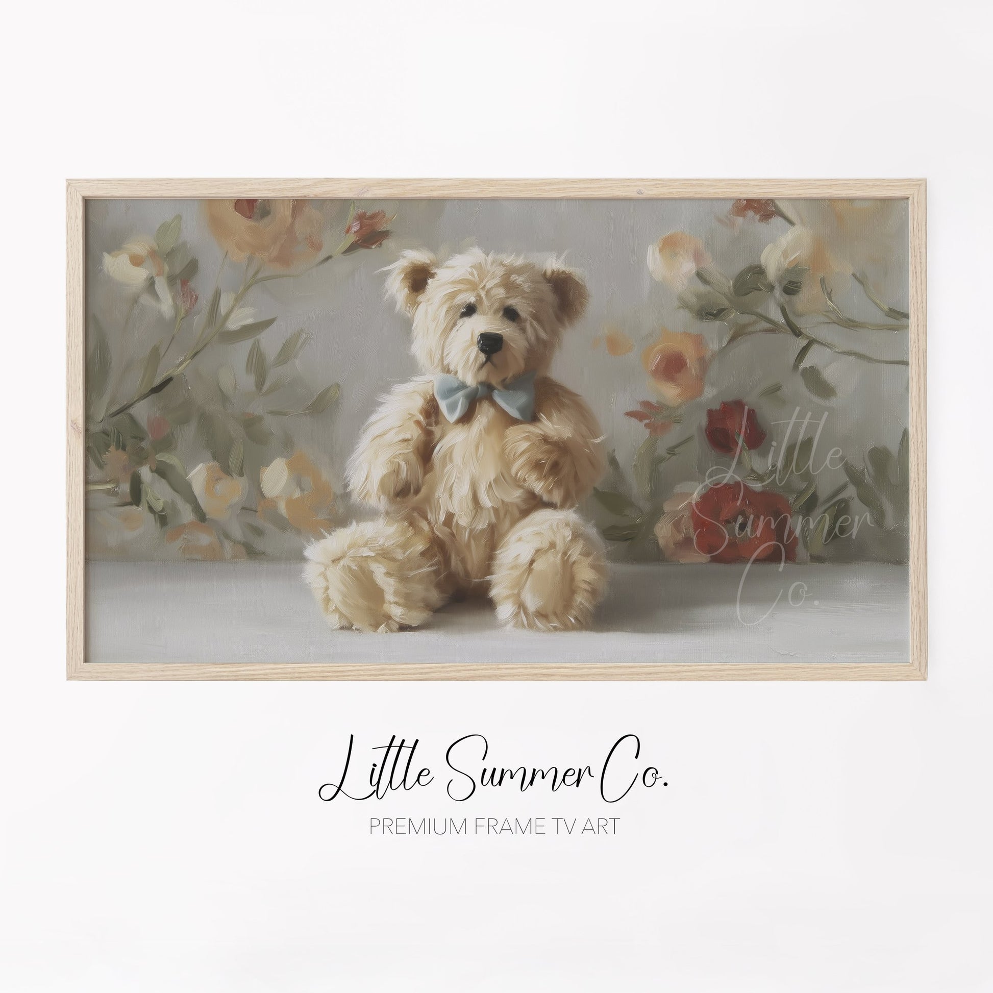 Teddy Bear with Bow Tie Frame TV Art displayed on a TV