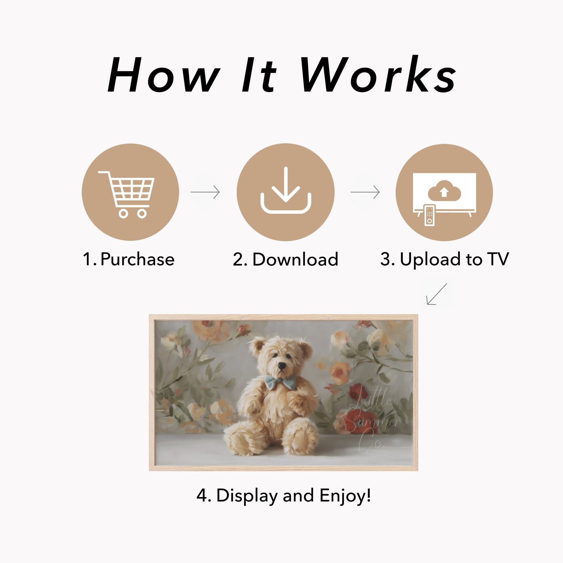 Teddy Bear with Bow Tie Frame TV Art displayed on a TV