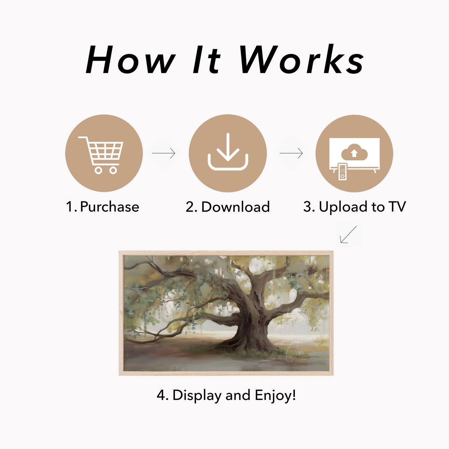 Old Oak Tree Frame TV Art displayed on a TV
