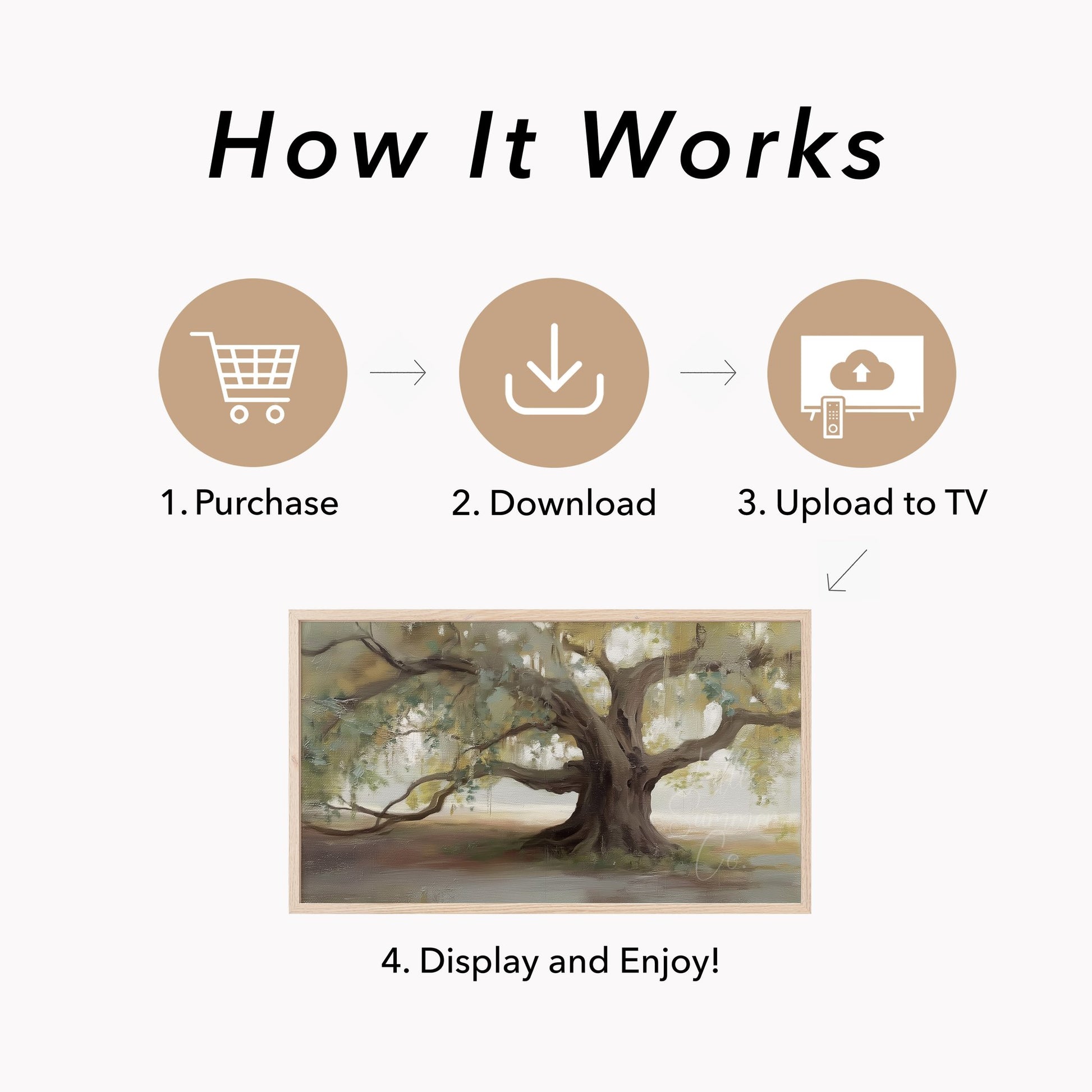 Old Oak Tree Frame TV Art displayed on a TV