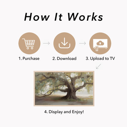 Old Oak Tree Frame TV Art displayed on a TV