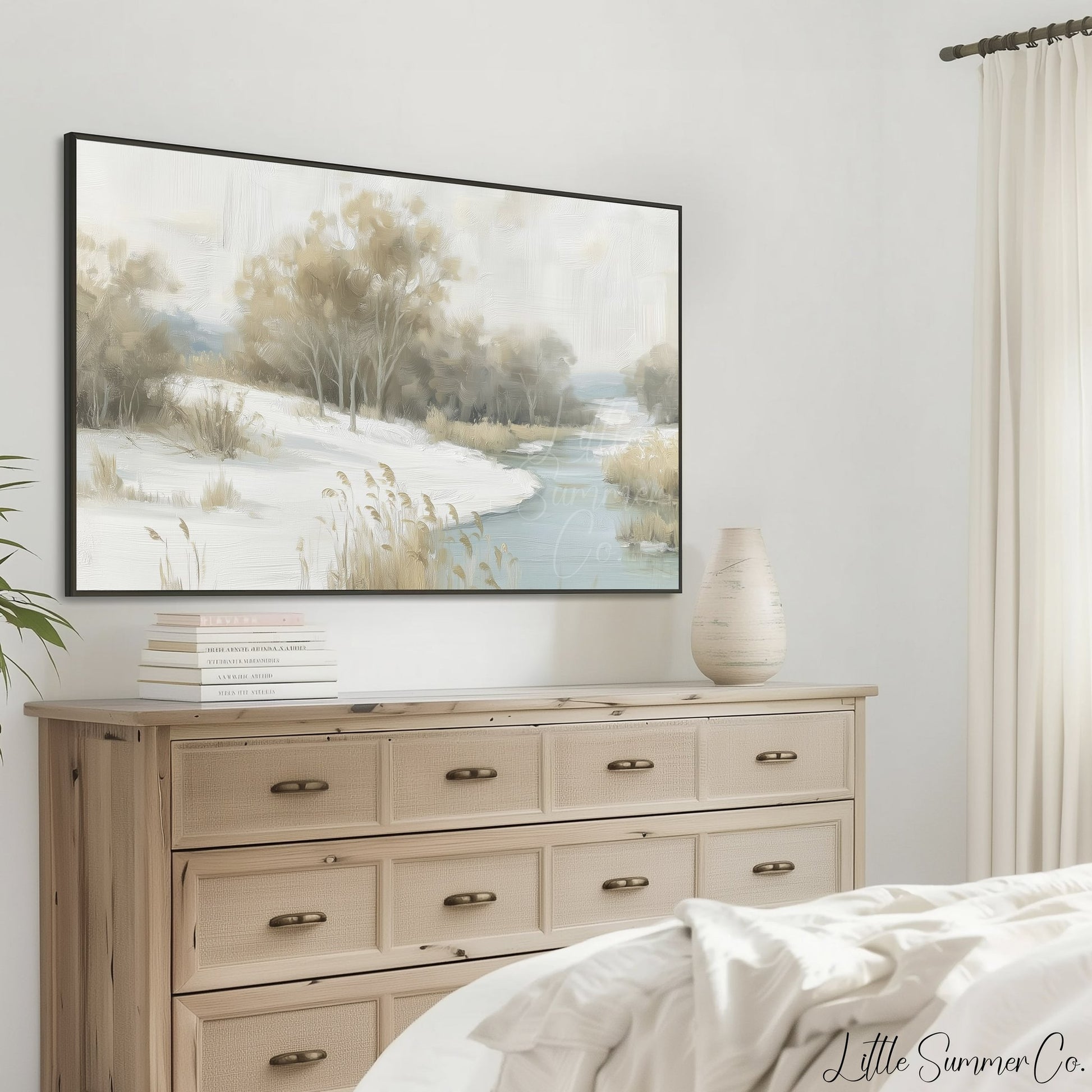 Snowy River Trees Frame TV Art displayed on a TV