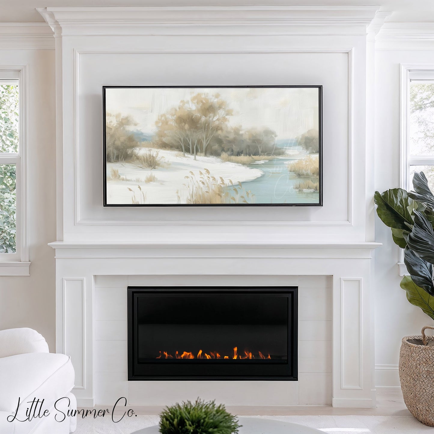 Snowy River Trees Frame TV Art displayed on a TV