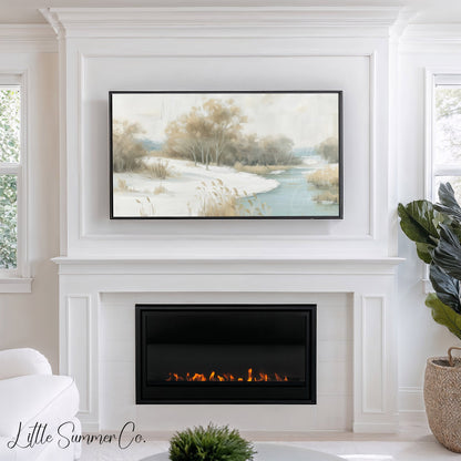Snowy River Trees Frame TV Art displayed on a TV