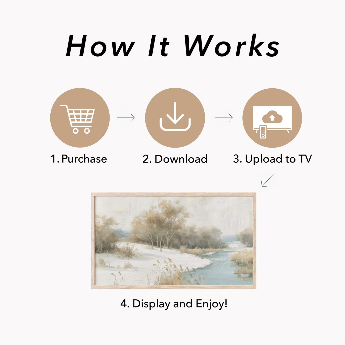 Snowy River Trees Frame TV Art displayed on a TV