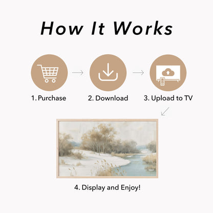 Snowy River Trees Frame TV Art displayed on a TV