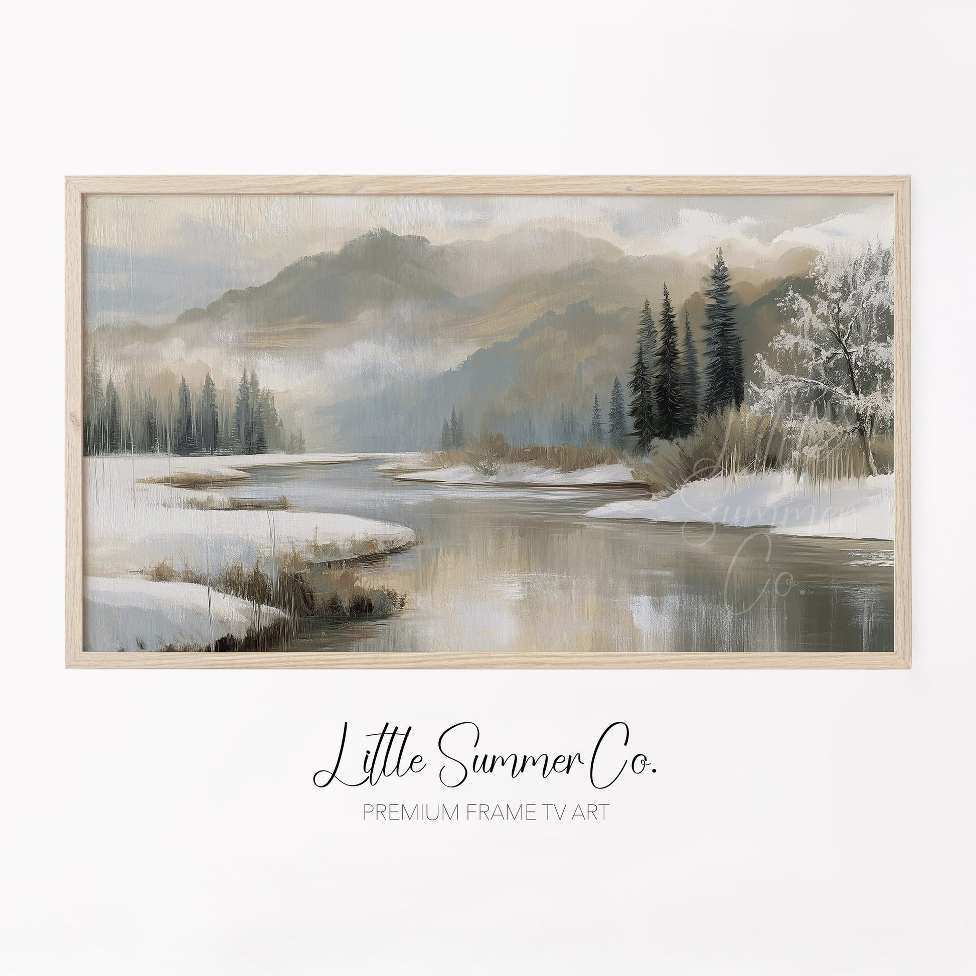 Snowy River and Pines Frame TV Art displayed on a TV