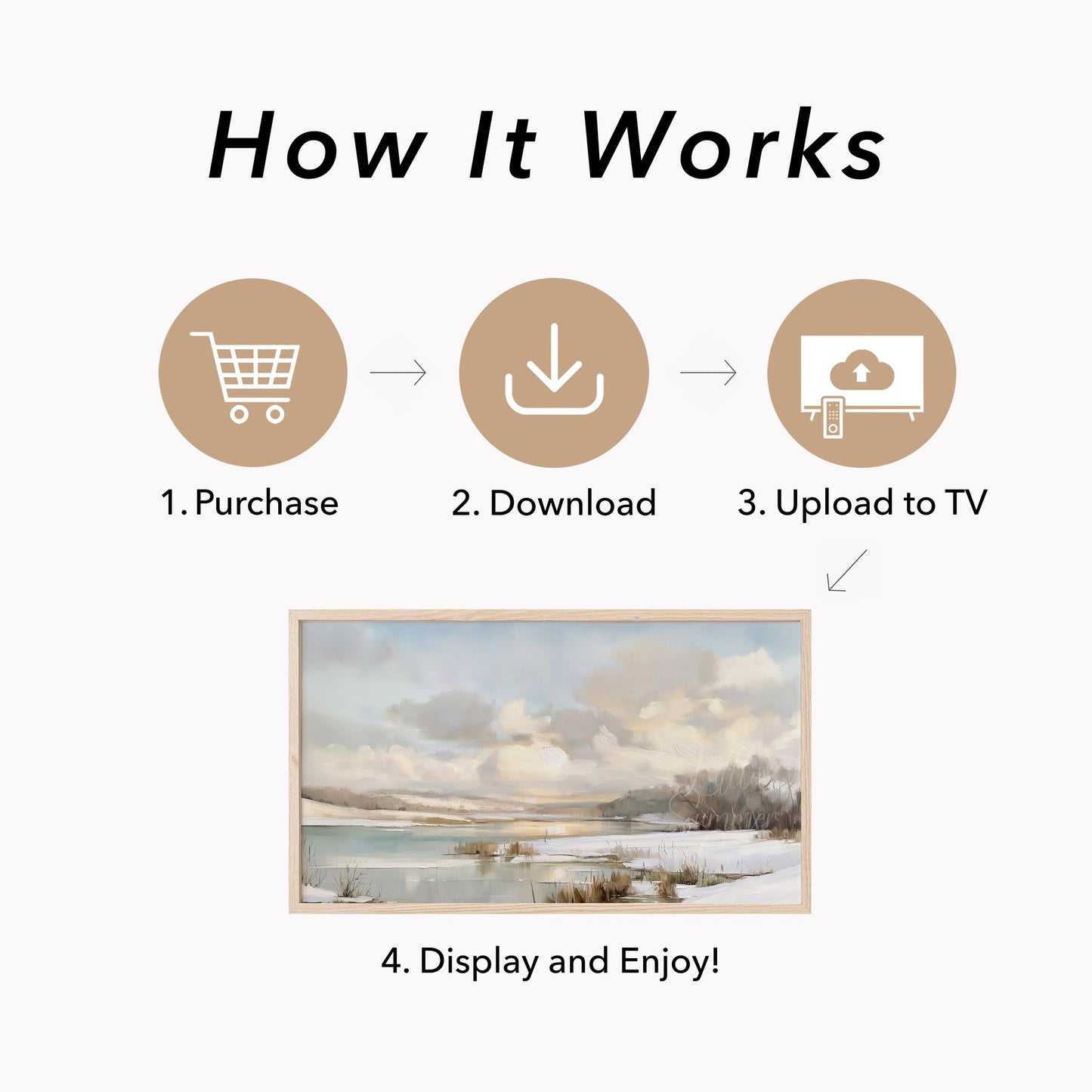 Frozen Lake Winter Sky Frame TV Art displayed on a TV