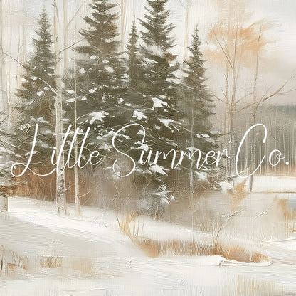Snowy Pine Lake Frame TV Art displayed on a TV