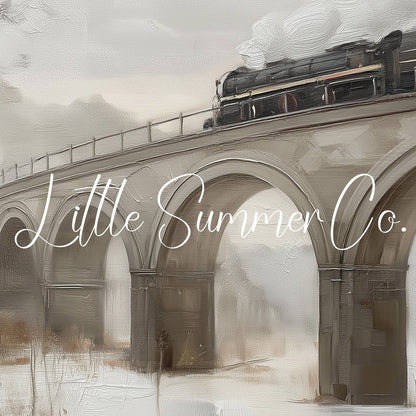 Steam Train Stone Viaduct Frame TV Art displayed on a TV