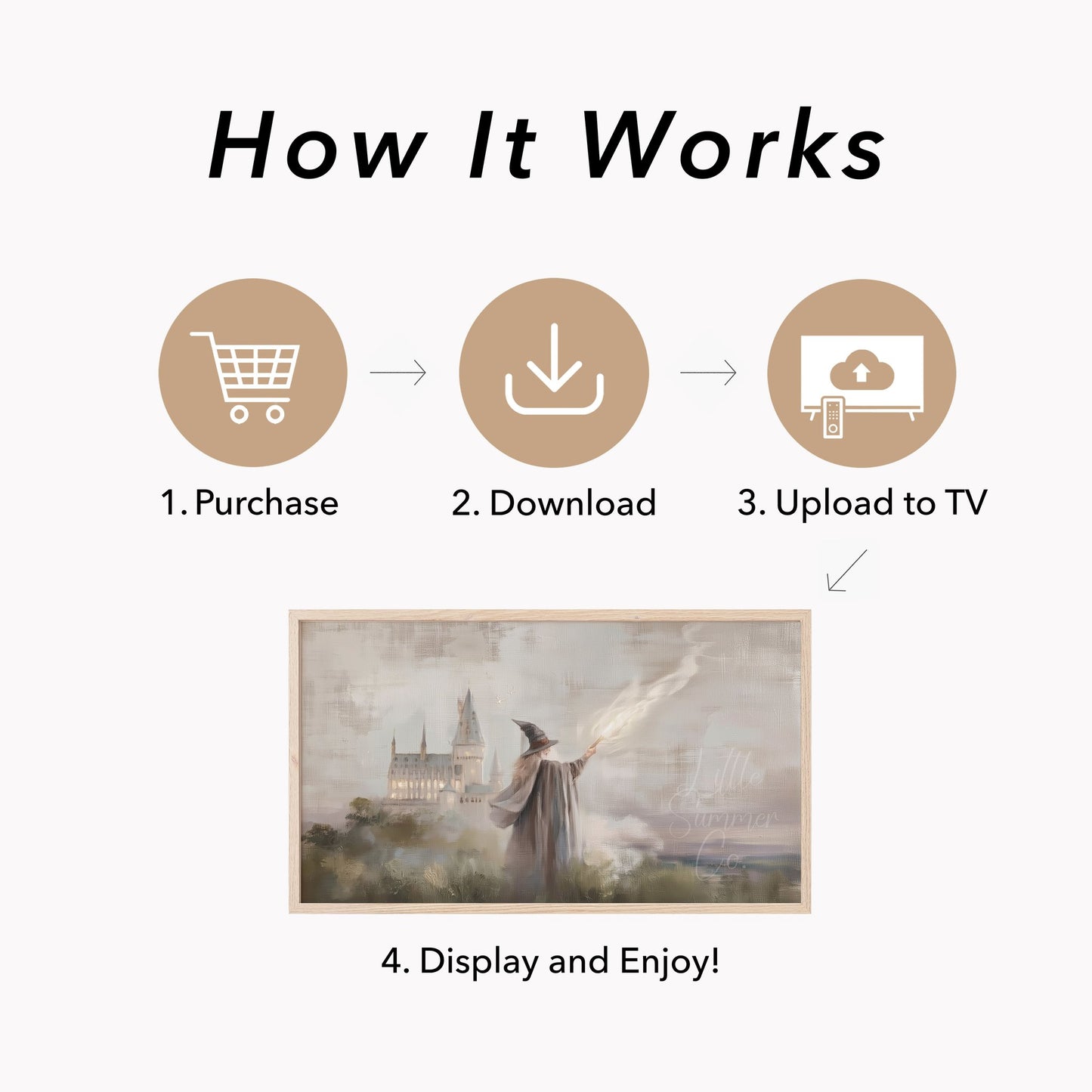 Witch Casting Spell Castle Frame TV Art displayed on a TV
