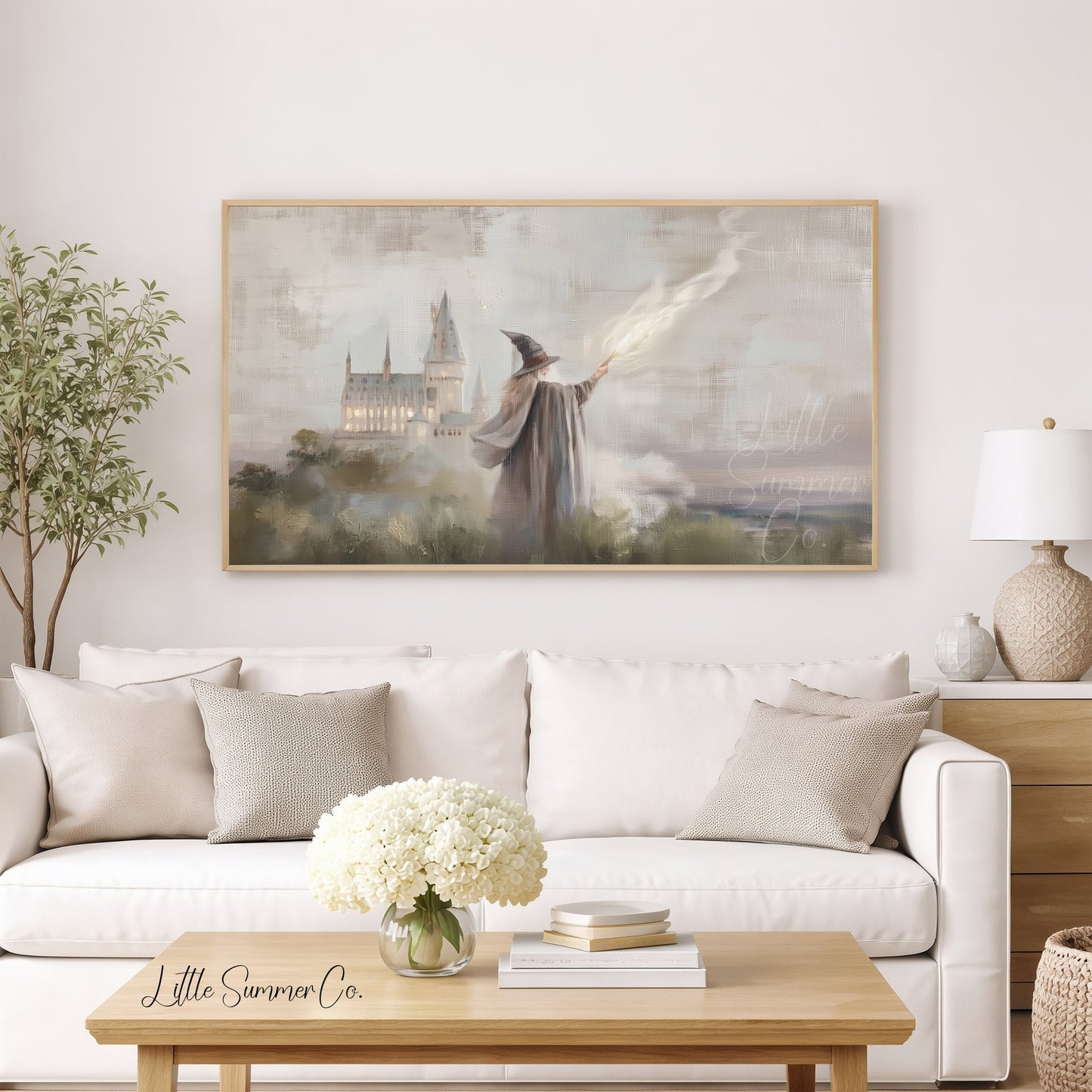 Witch Casting Spell Castle Frame TV Art displayed on a TV