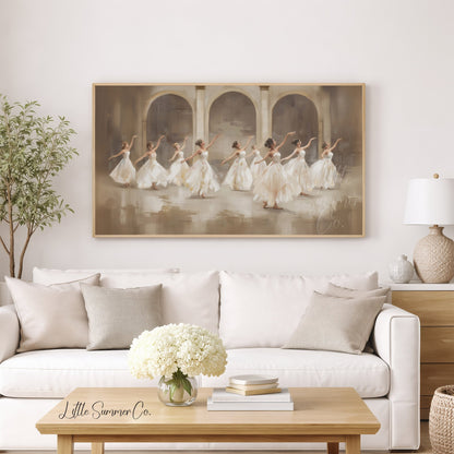 Nine Ladies Dancing Frame TV Art displayed on a TV