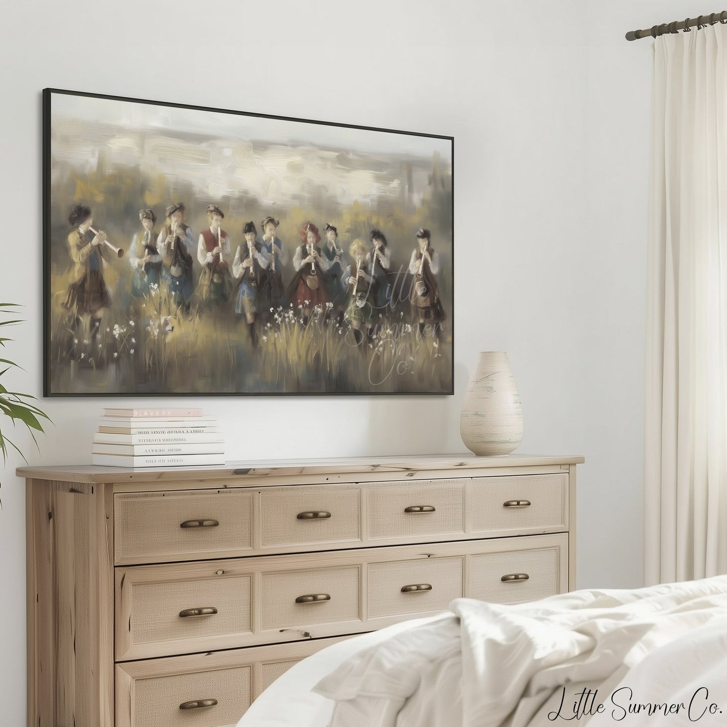 Children Playing Pipes Frame TV Art displayed on a TV