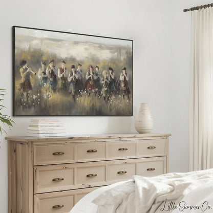 Children Playing Pipes Frame TV Art displayed on a TV