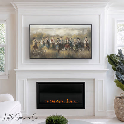 Children Playing Pipes Frame TV Art displayed on a TV