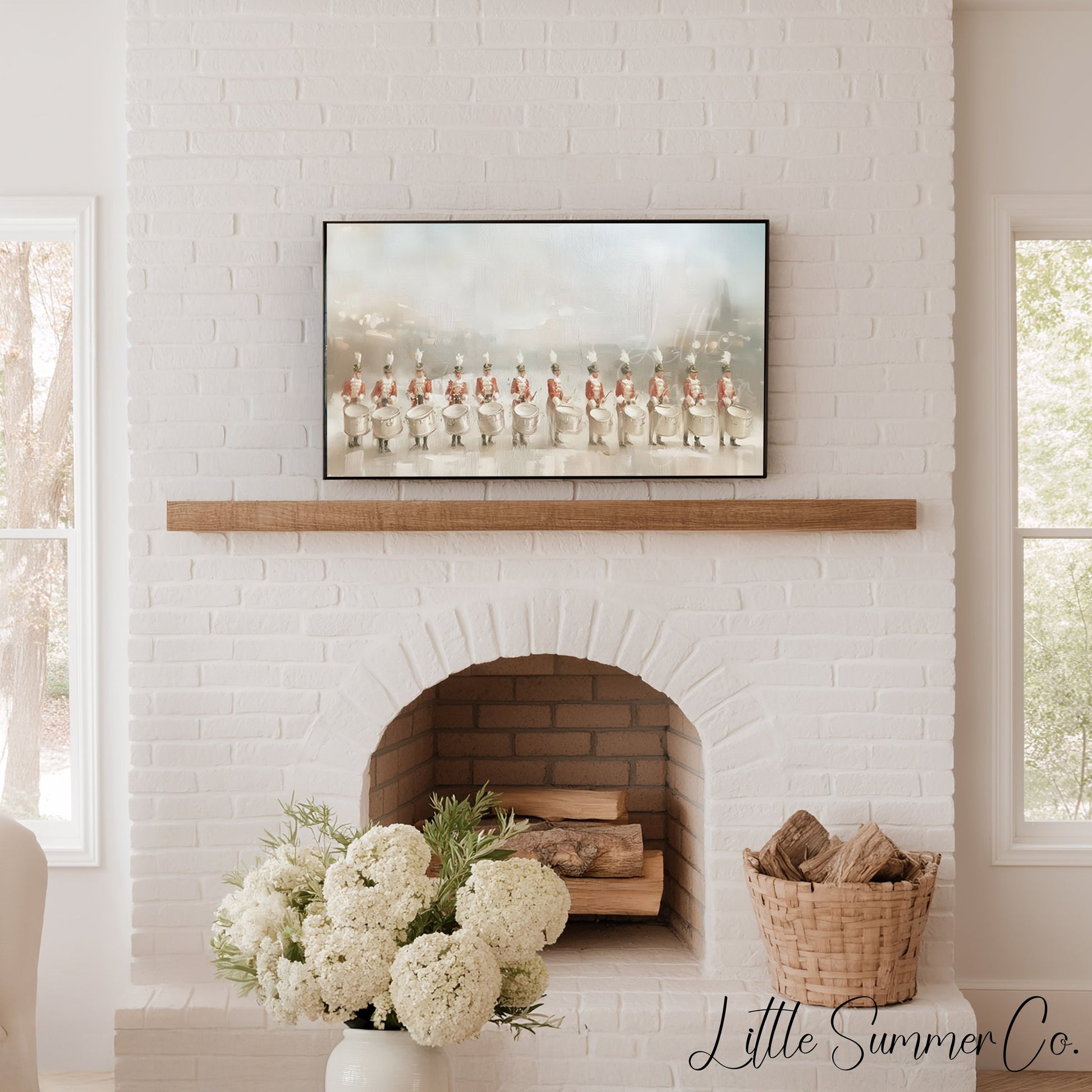 Twelve Drummers Drumming Frame TV Art displayed on a TV