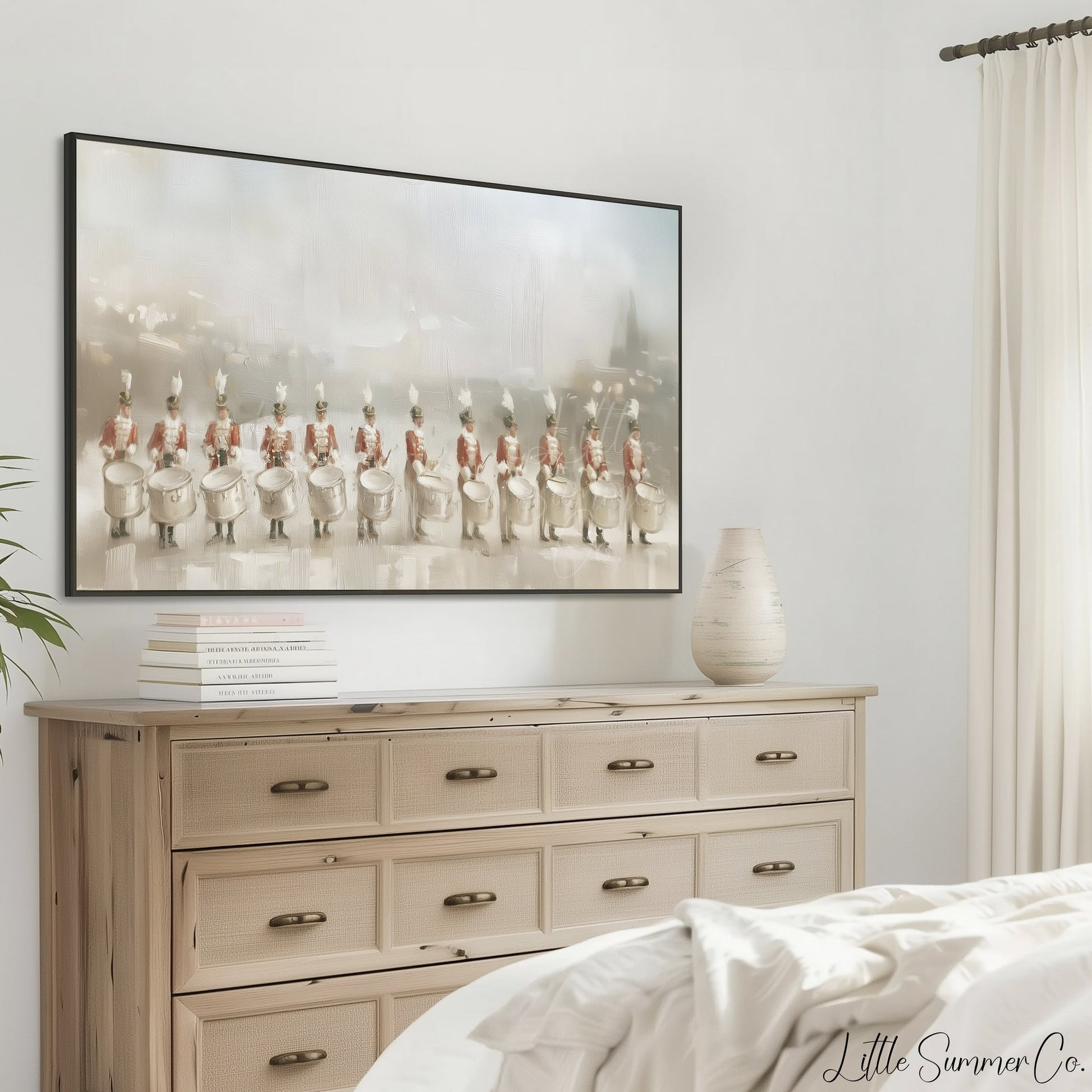 Twelve Drummers Drumming Frame TV Art displayed on a TV