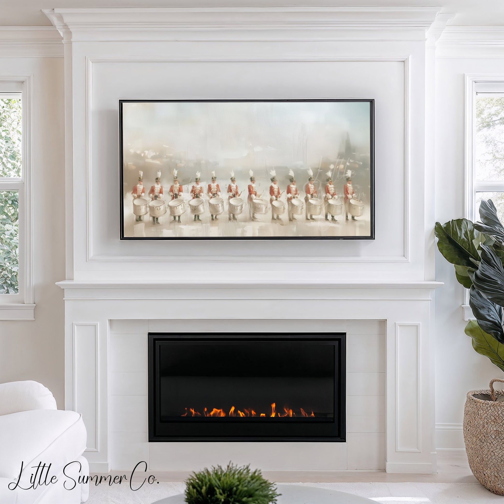 Twelve Drummers Drumming Frame TV Art displayed on a TV