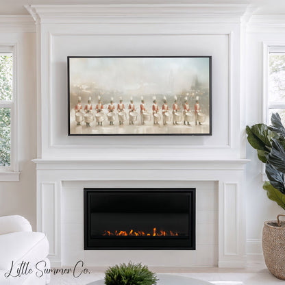 Twelve Drummers Drumming Frame TV Art displayed on a TV