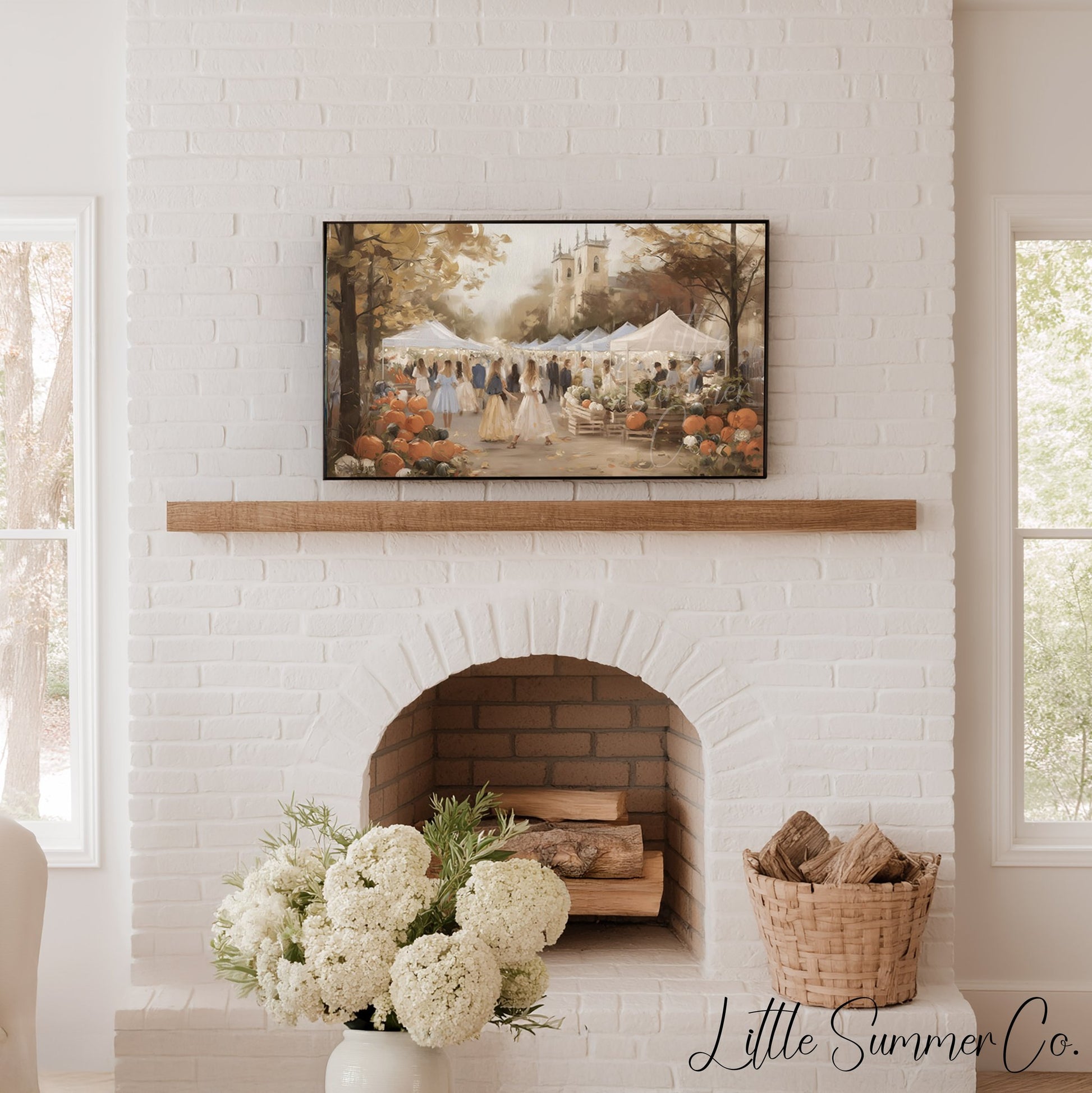 Autumn Market Pumpkins Frame TV Art displayed on a TV