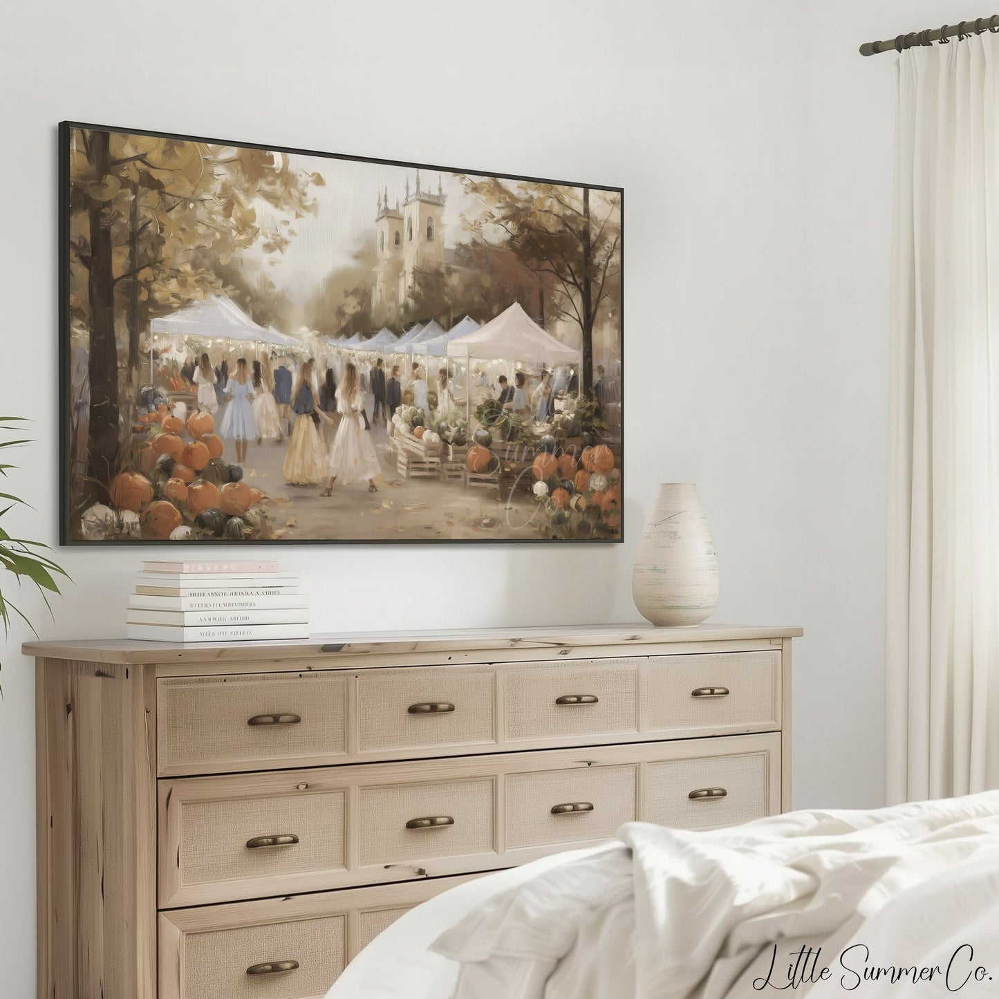 Autumn Market Pumpkins Frame TV Art displayed on a TV