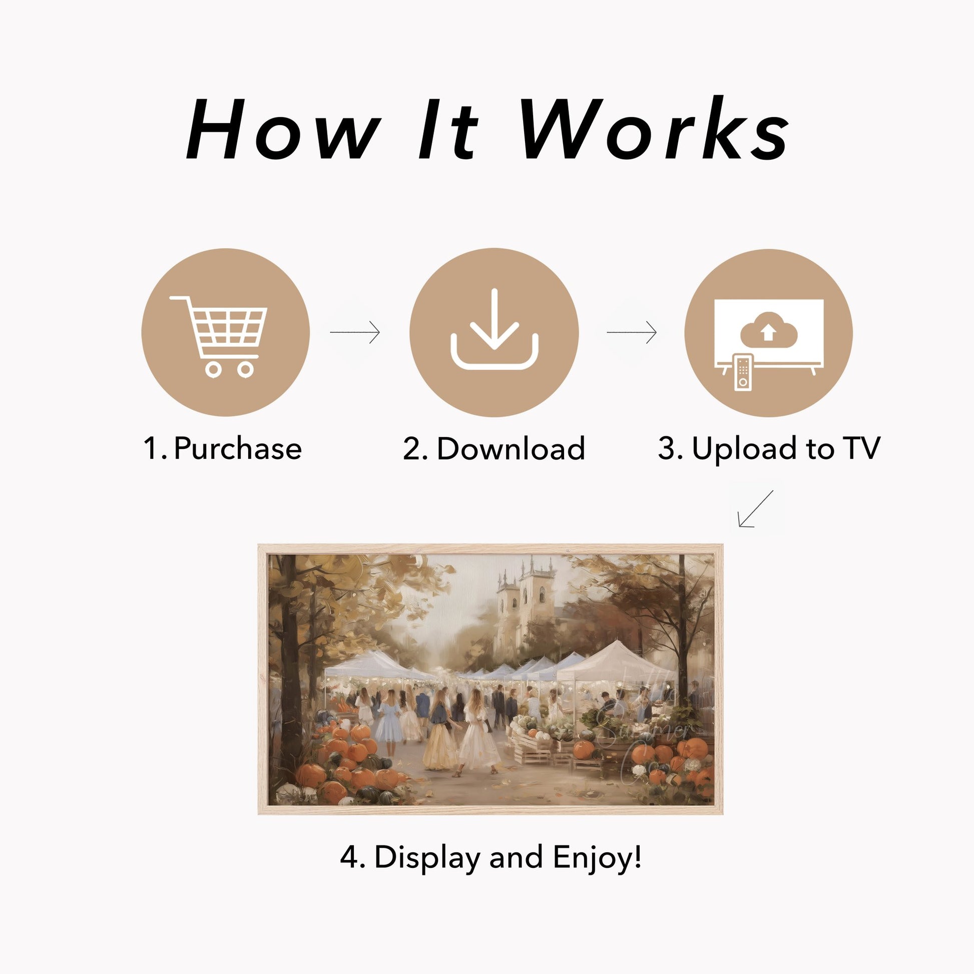 Autumn Market Pumpkins Frame TV Art displayed on a TV