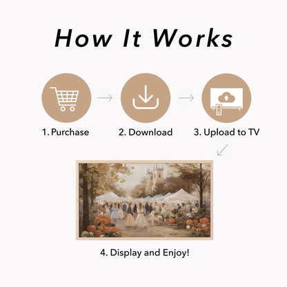 Autumn Market Pumpkins Frame TV Art displayed on a TV