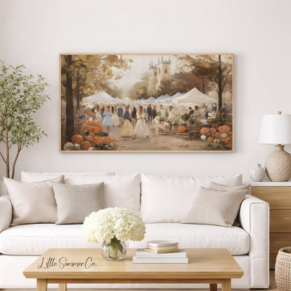 Autumn Market Pumpkins Frame TV Art displayed on a TV