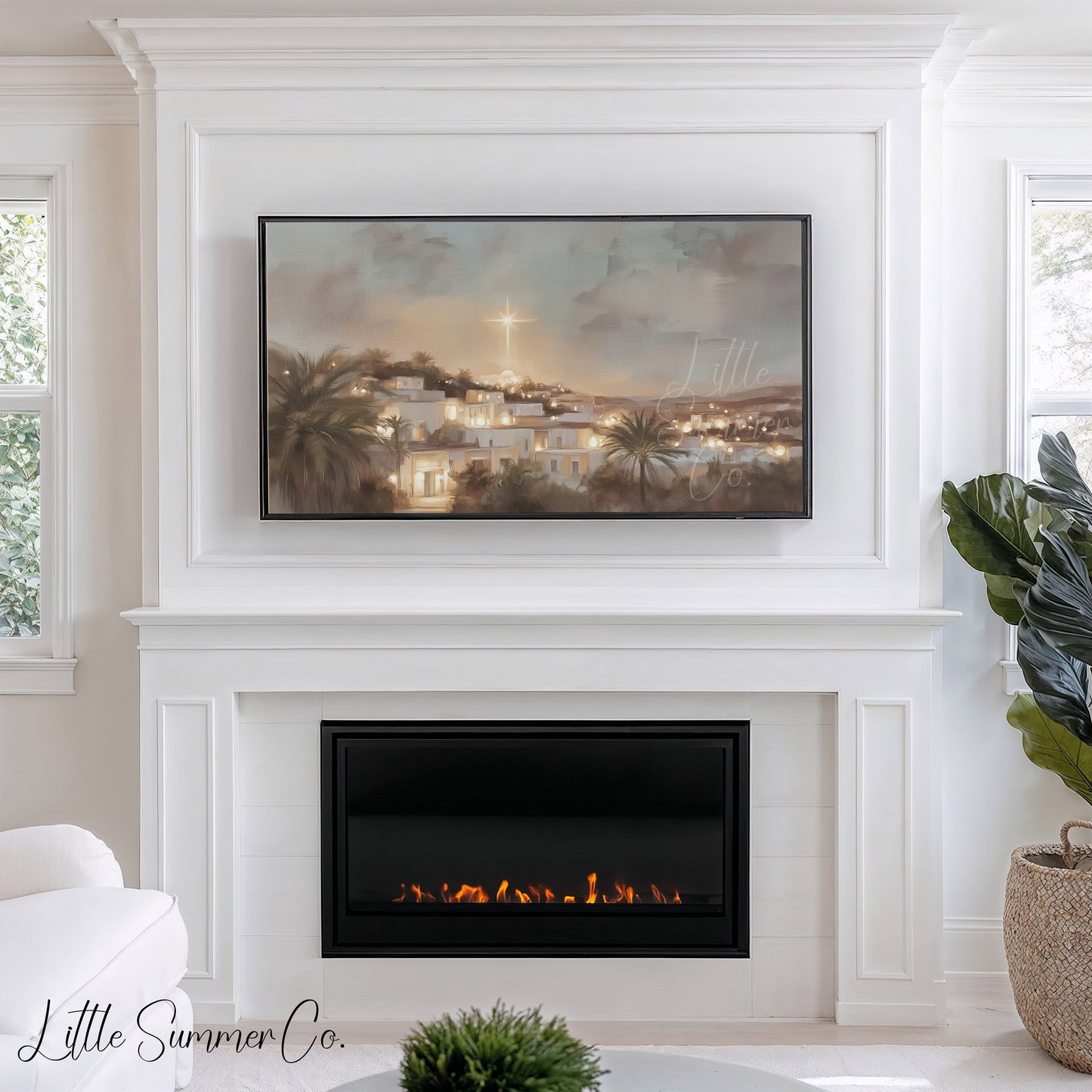 Bethlehem Star Of Christmas Frame TV Art displayed on a TV