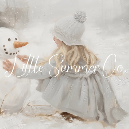 Girl Snowman Frame TV Art displayed on a TV