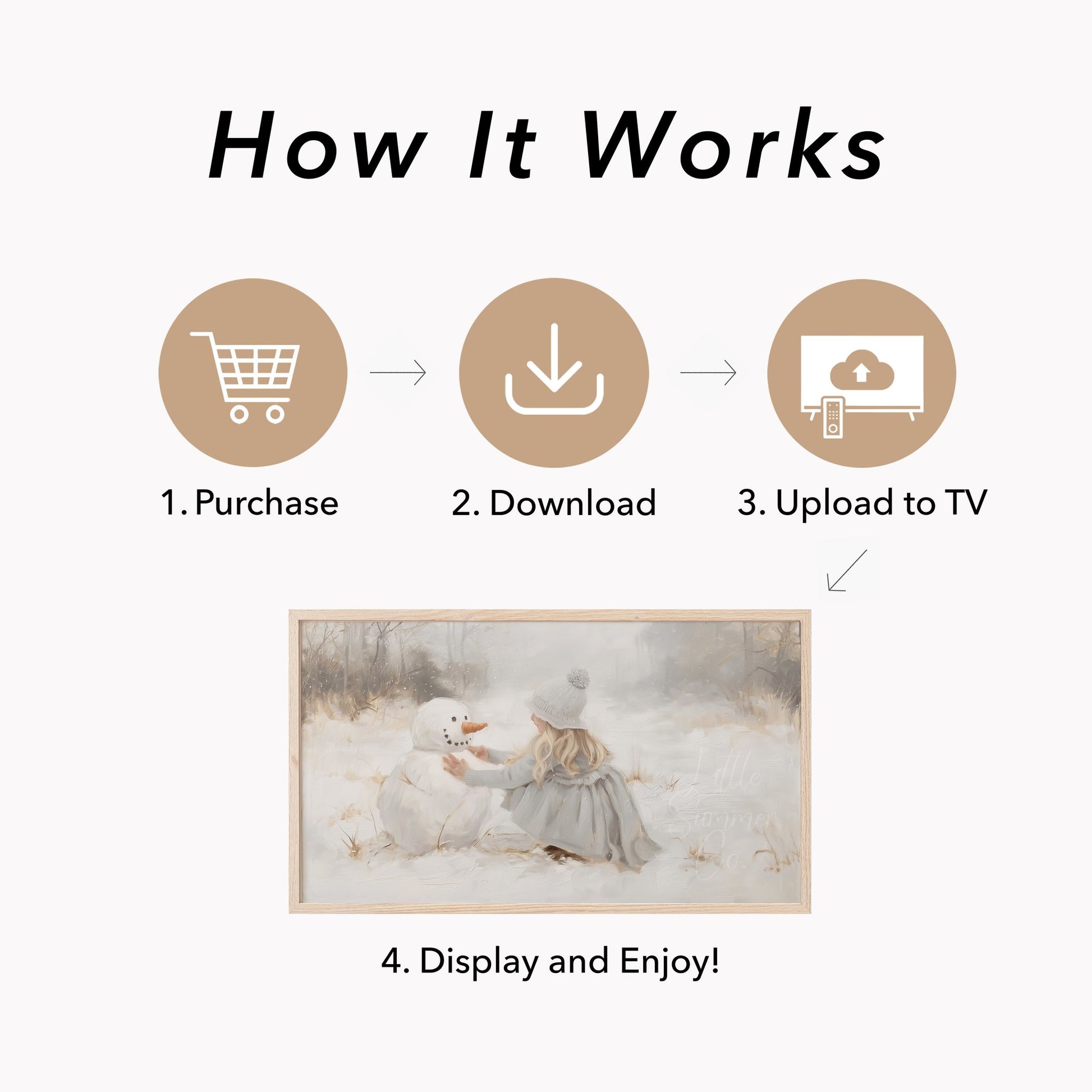 Girl Snowman Frame TV Art displayed on a TV