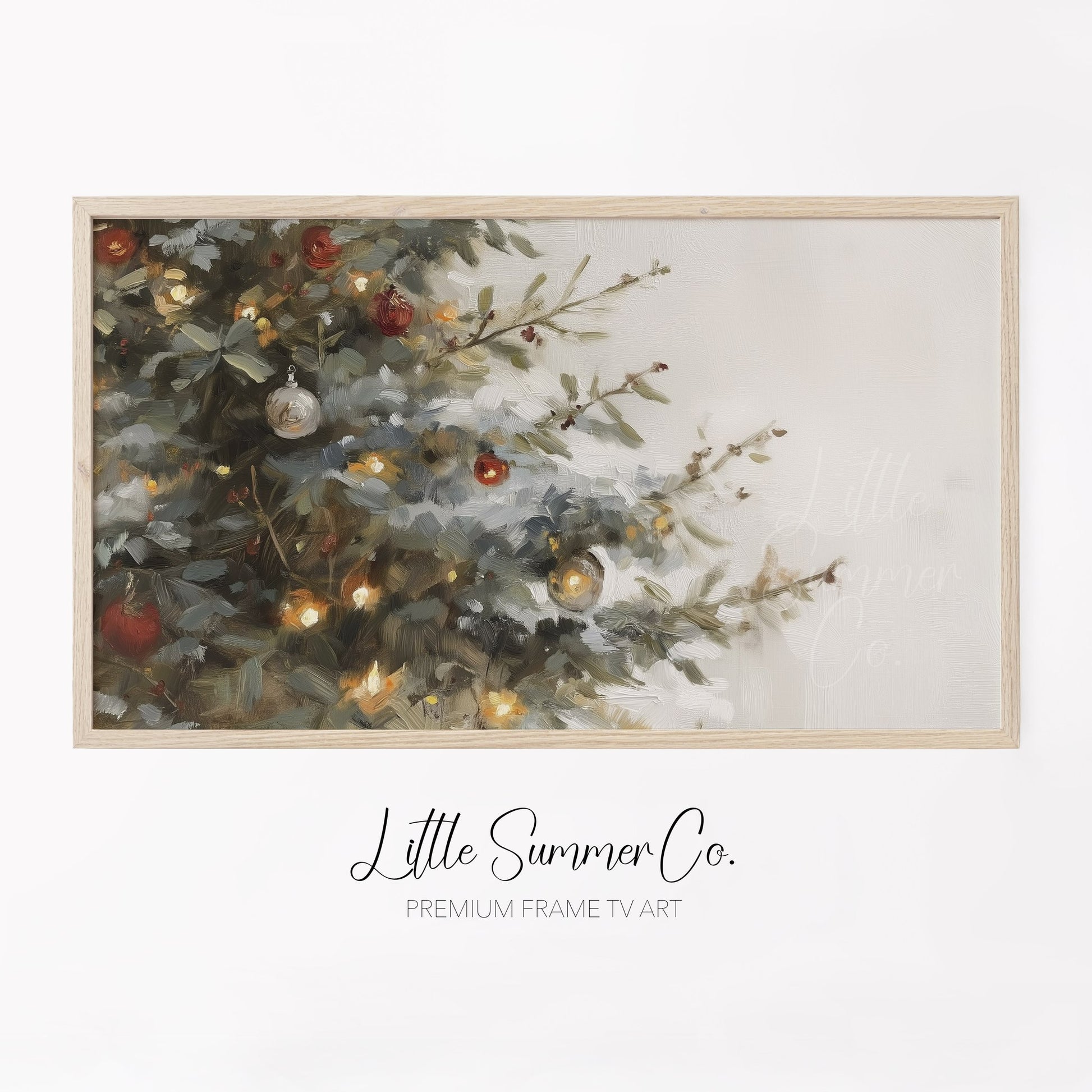 Christmas Tree Branches Frame TV Art displayed on a TV