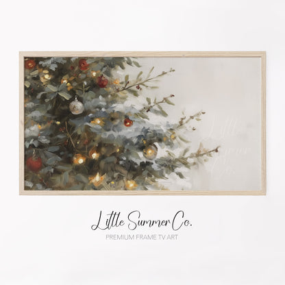 Christmas Tree Branches Frame TV Art displayed on a TV
