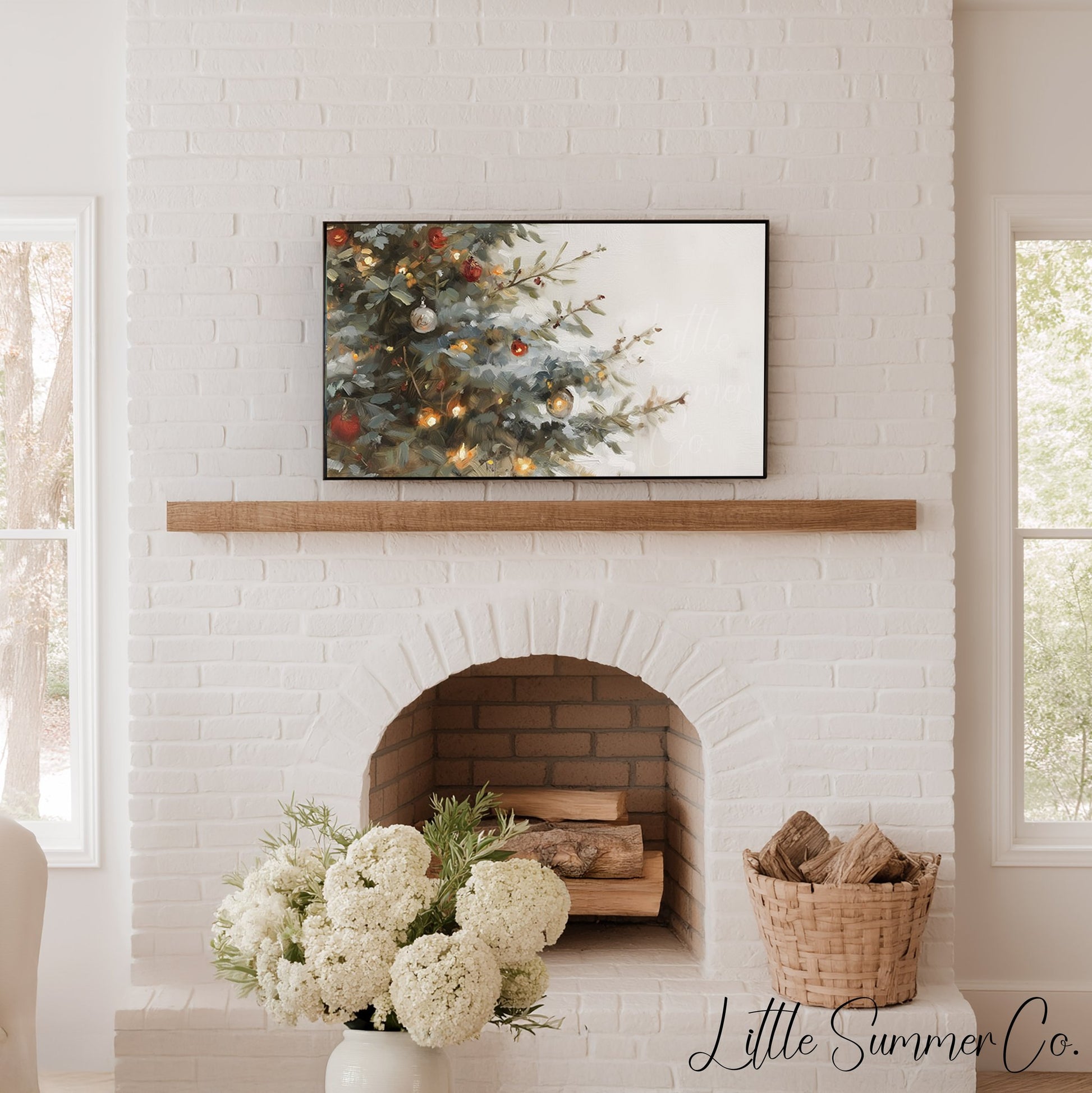 Christmas Tree Branches Frame TV Art displayed on a TV