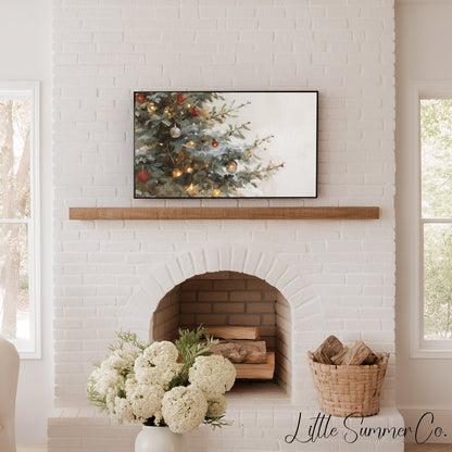 Christmas Tree Branches Frame TV Art displayed on a TV