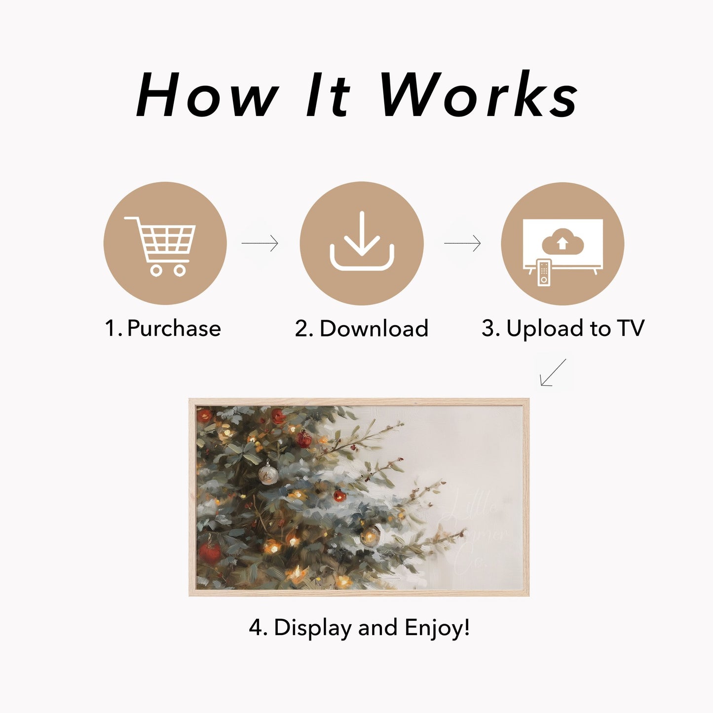 Christmas Tree Branches Frame TV Art displayed on a TV