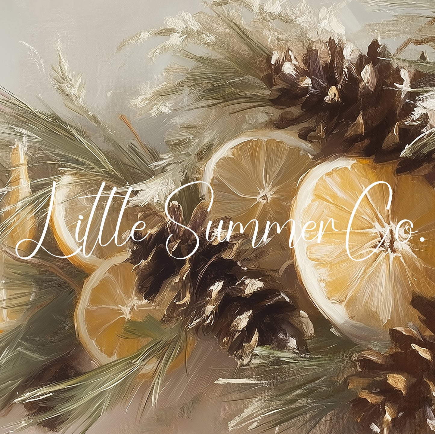 Lemon Pinecone Garland Frame TV Art displayed on a TV