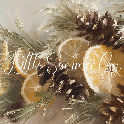 Lemon Pinecone Garland Frame TV Art displayed on a TV