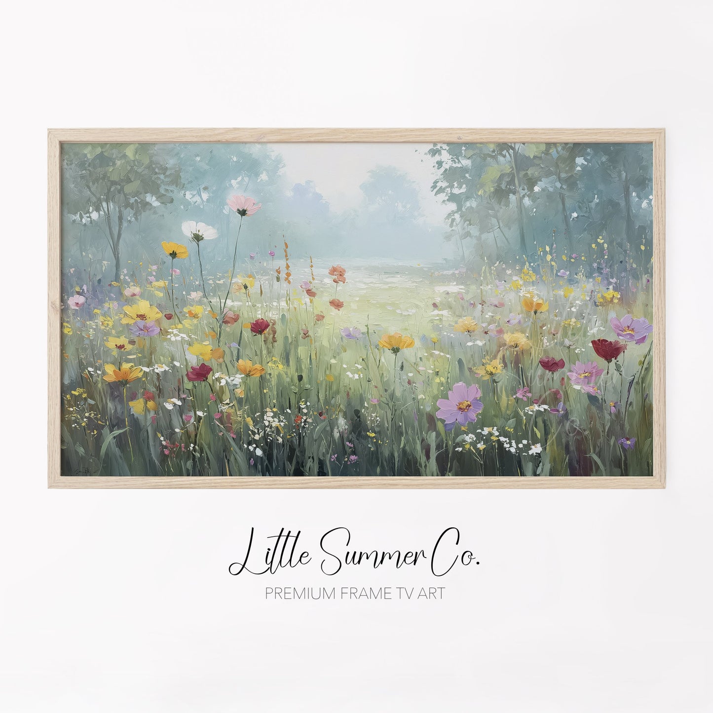 Woodland Wildflower Meadow Frame TV Art displayed on a TV