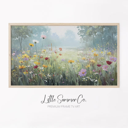 Woodland Wildflower Meadow Frame TV Art displayed on a TV