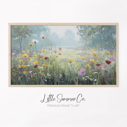 Woodland Wildflower Meadow Frame TV Art displayed on a TV
