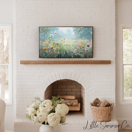 Woodland Wildflower Meadow Frame TV Art displayed on a TV