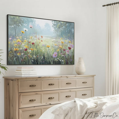 Woodland Wildflower Meadow Frame TV Art displayed on a TV