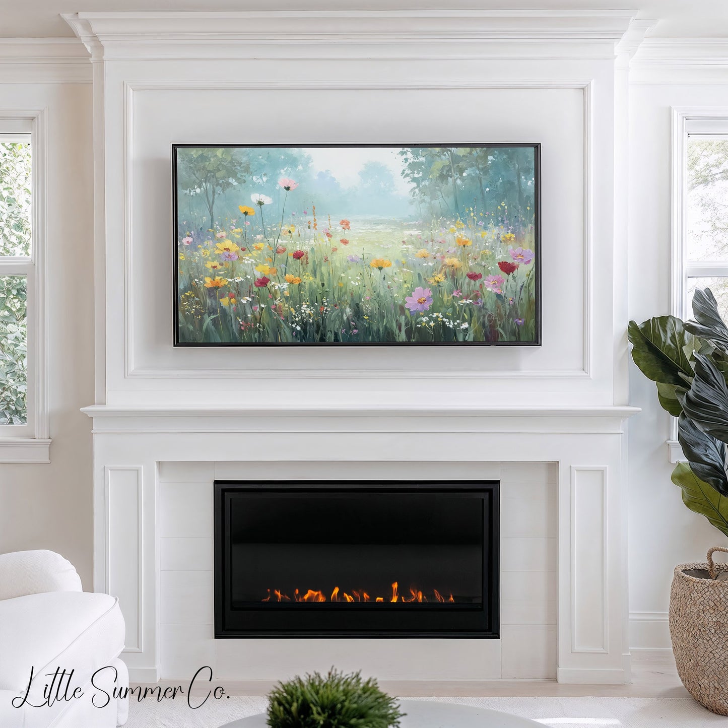 Woodland Wildflower Meadow Frame TV Art displayed on a TV