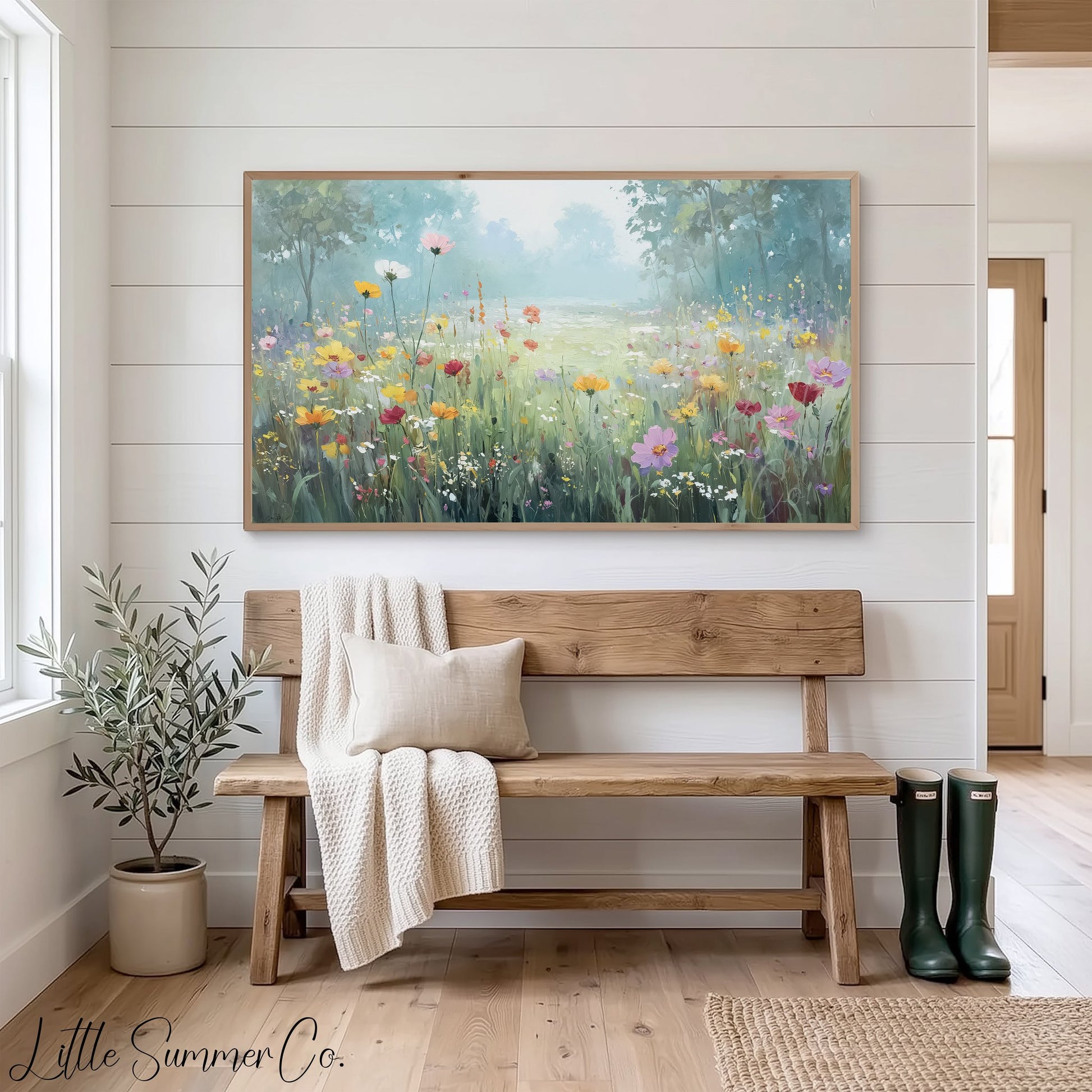 Woodland Wildflower Meadow Frame TV Art displayed on a TV