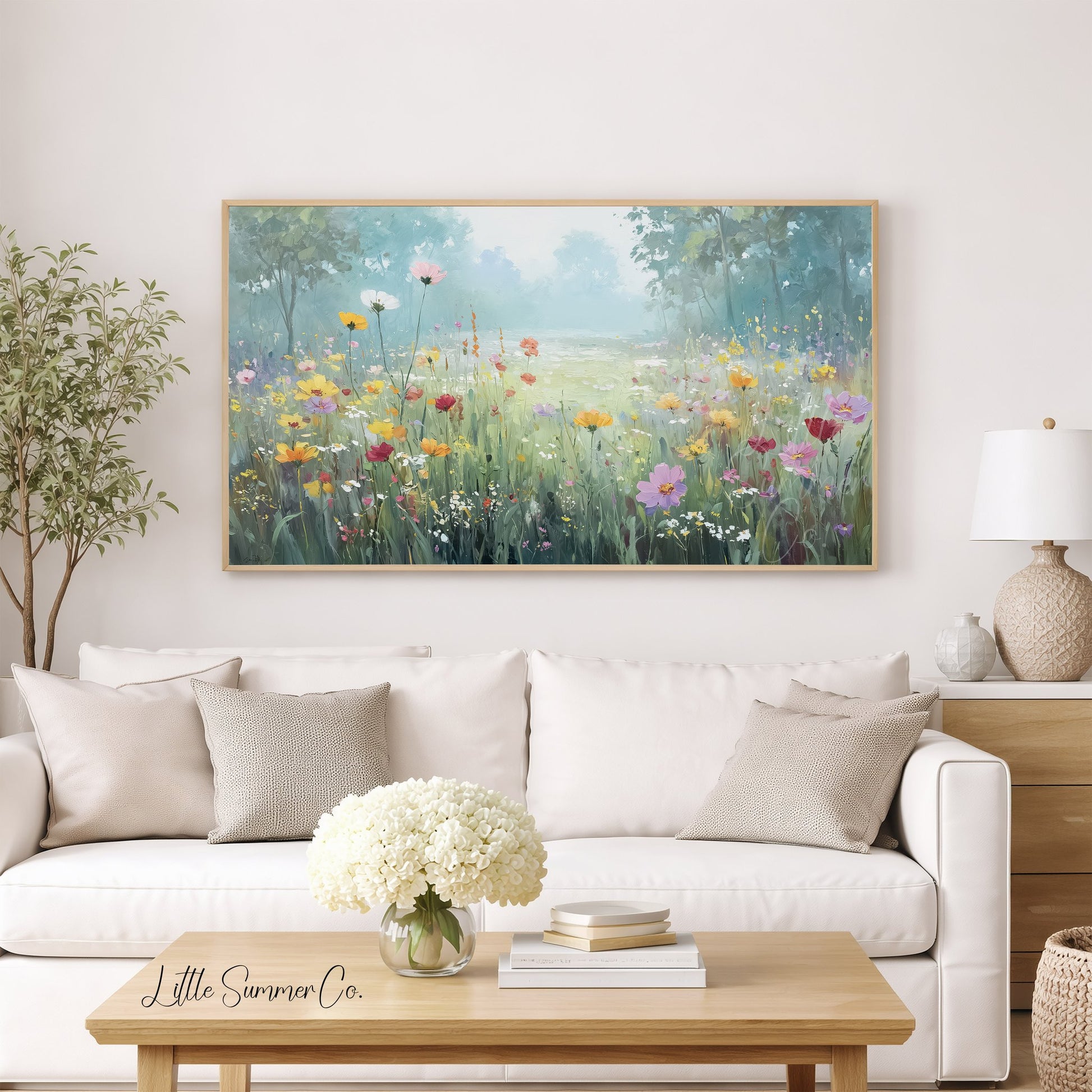 Woodland Wildflower Meadow Frame TV Art displayed on a TV