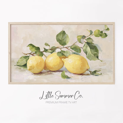 Yellow Lemons Frame TV Art displayed on a TV