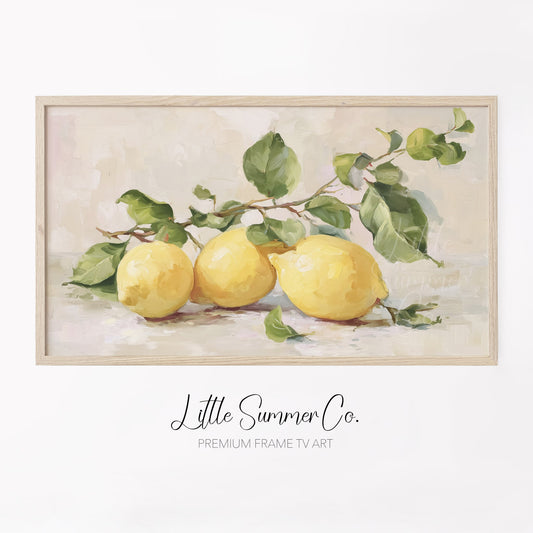Yellow Lemons Frame TV Art displayed on a TV