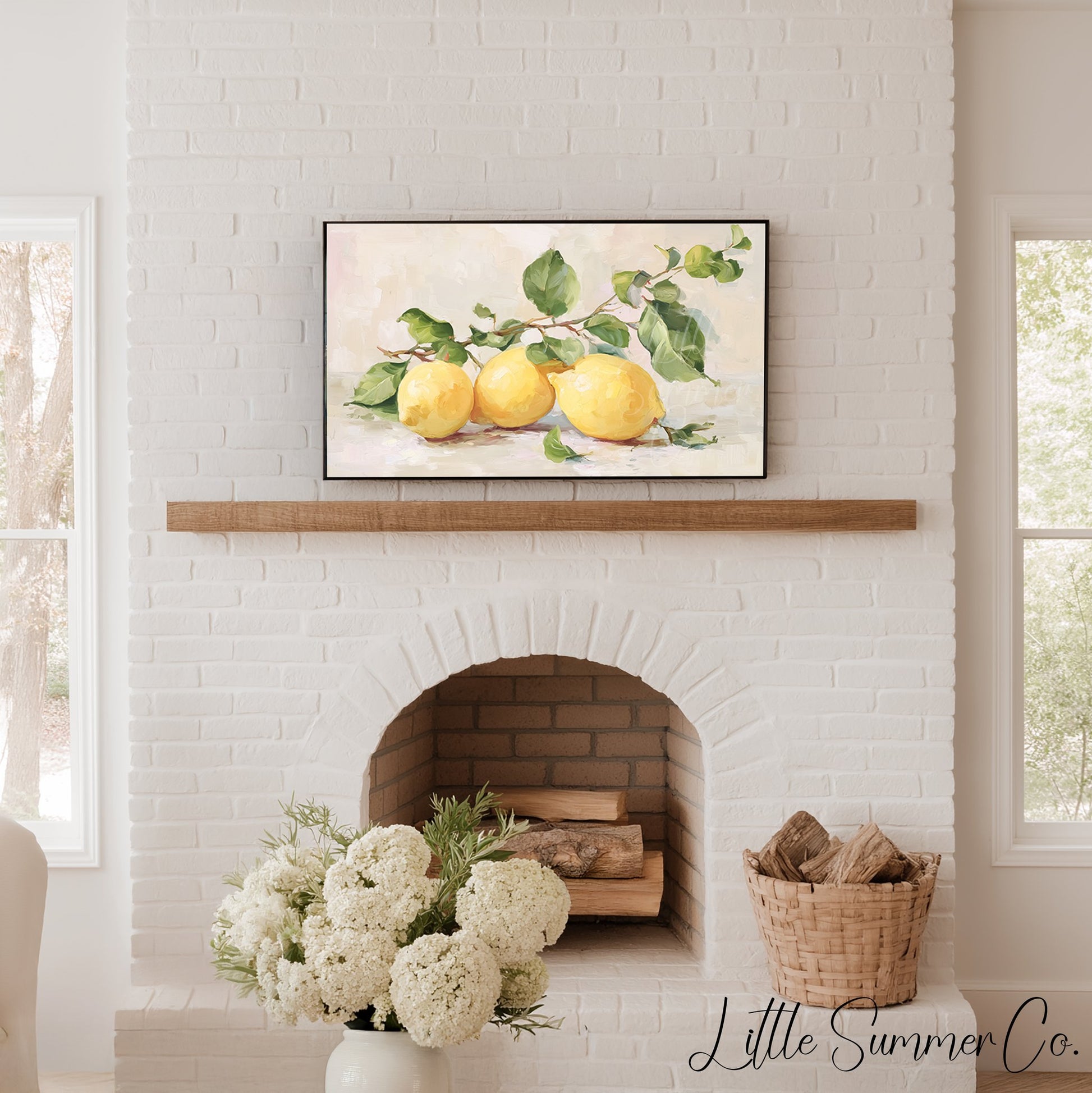 Yellow Lemons Frame TV Art displayed on a TV